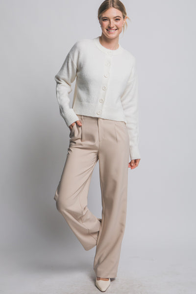 Ivory Crew Neck Cardigan