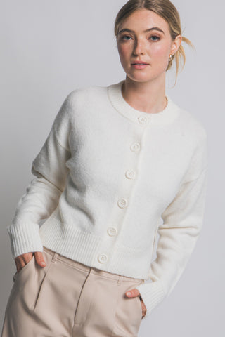 Ivory Crew Neck Cardigan