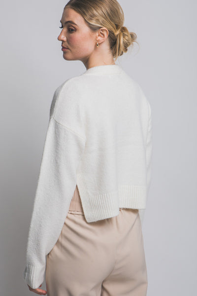 Ivory Crew Neck Cardigan