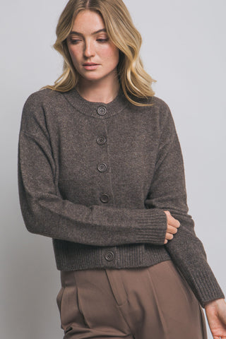 Mocha Crew Neck Cardigan