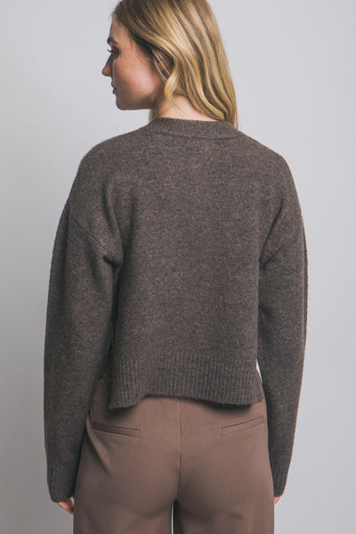 Mocha Crew Neck Cardigan