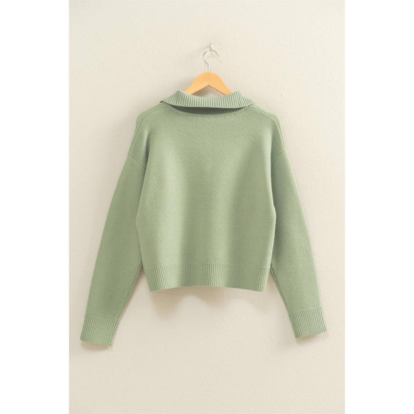 Half Zip Classic Sweater Sage Green