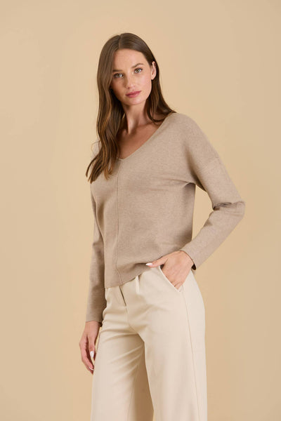 Relaxed Fit V-neck Sweater Mocha