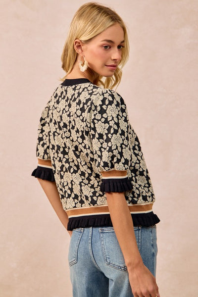 Textured Rose Knit Top