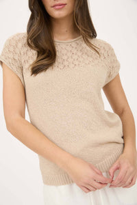 Eyelet Yoke Sweater Khaki