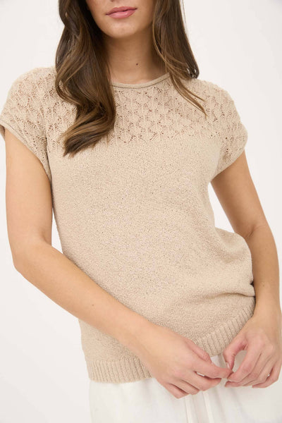 Eyelet Yoke Sweater Khaki