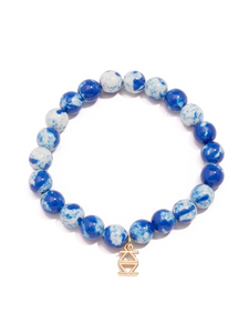 Porcelain Beaded Stretch Bracelet Cobalt