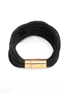 Layered Leather Rope Bracelet Black