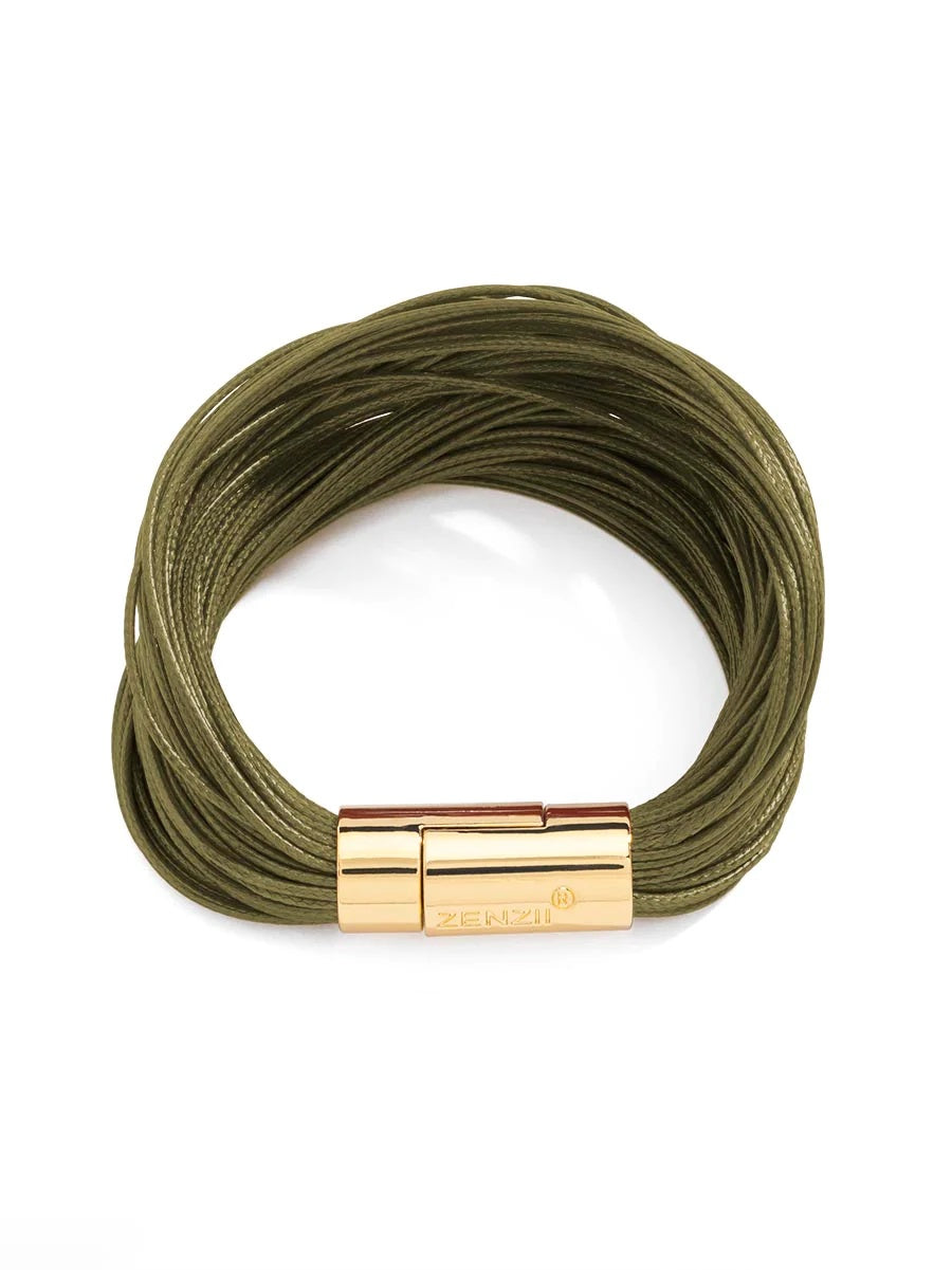 Layered Leather Rope Bracelet Olive