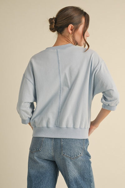 Alicia 3/4 Sleeve Sweatshirt Top Blue
