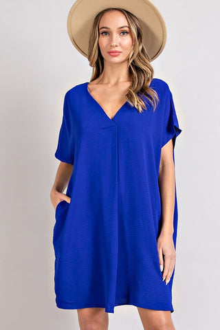 Kayla V-neck Dress Blue