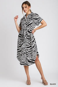 Toni Zebra Midi Shirt Dress