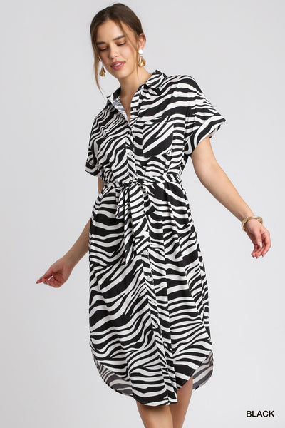 Toni Zebra Midi Shirt Dress