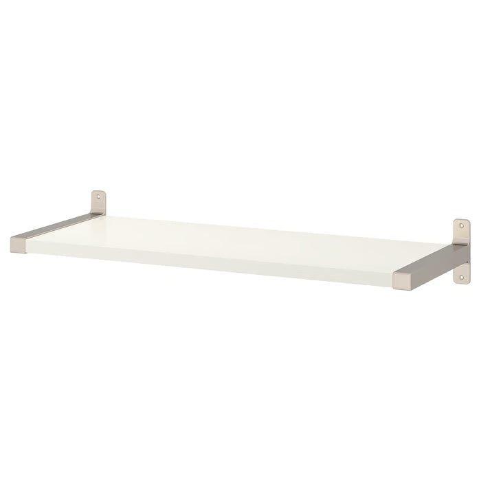 White Wall Shelf w/ Nickle Brackets