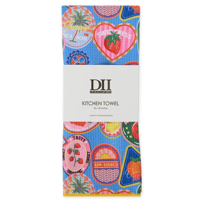 Colorful kitchen towel packaging with 'DII' branding on a white background