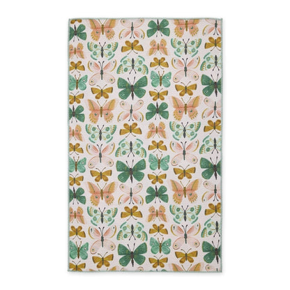 butterfly print microfiber dish towel with floral garden design