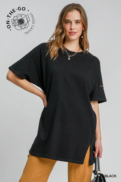 Rinse Washed Oversized Top – Black