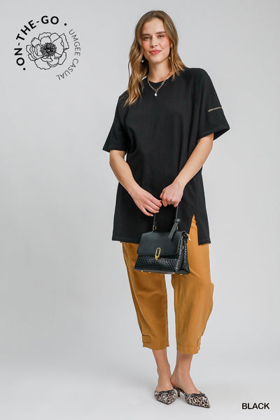 Rinse Washed Oversized Top – Black