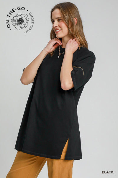 Rinse Washed Oversized Top – Black