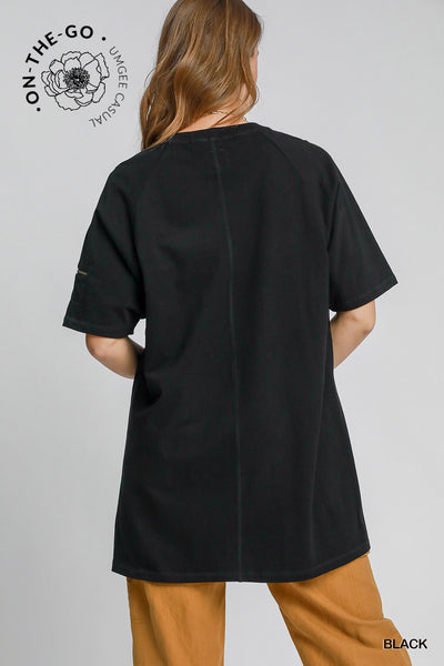 Rinse Washed Oversized Top – Black