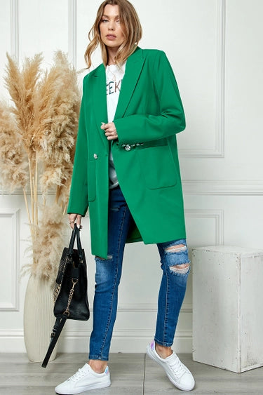 Mid Length Casual Jacket Green