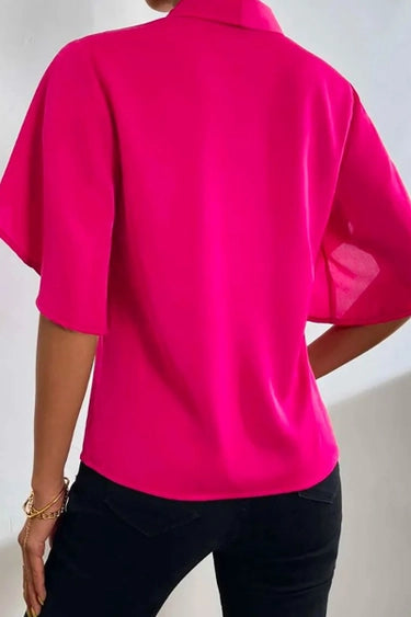 Split Sleeve V Neck Top PInk