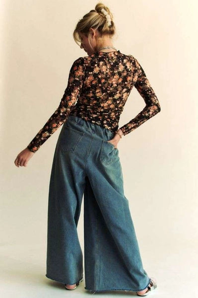 Floral Print Mesh Top