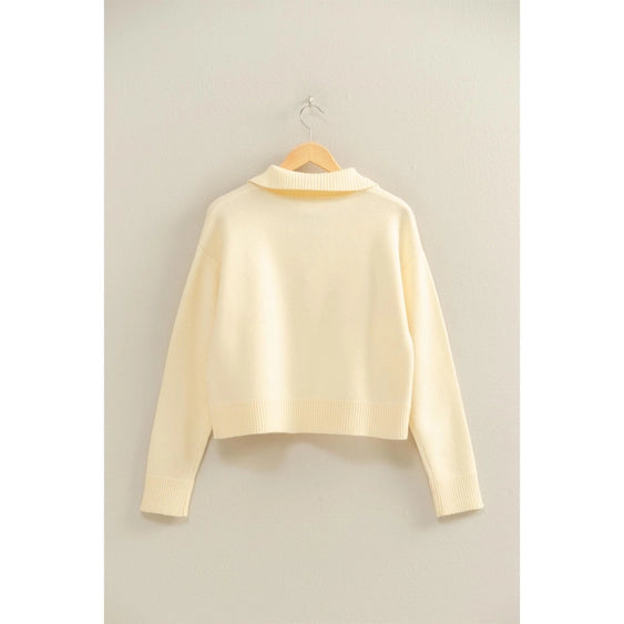 Half Zip Classic Sweater Dark Cream