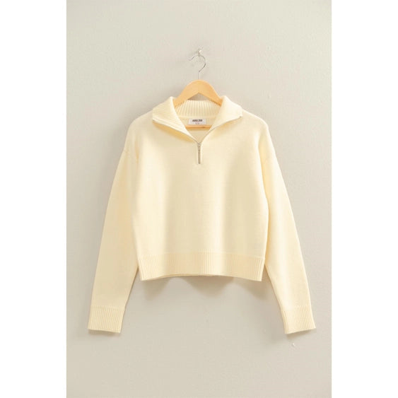 Half Zip Classic Sweater Dark Cream