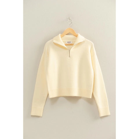 Half Zip Classic Sweater Dark Cream