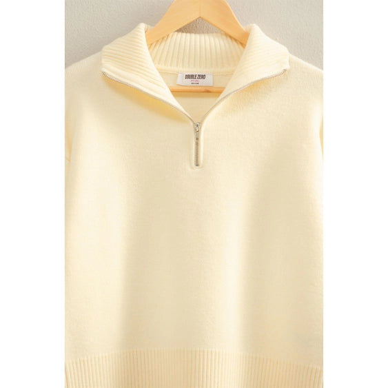 Half Zip Classic Sweater Dark Cream