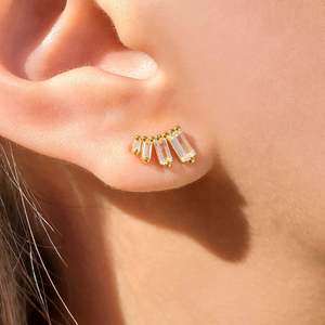Birthstone Baguette Stud Earrings