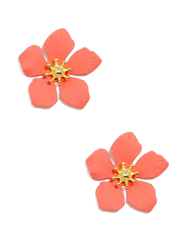 Buttercup Floral Stud Earring Coral