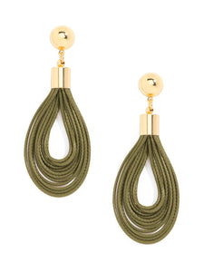 Layered Leather Drop Earring Olive