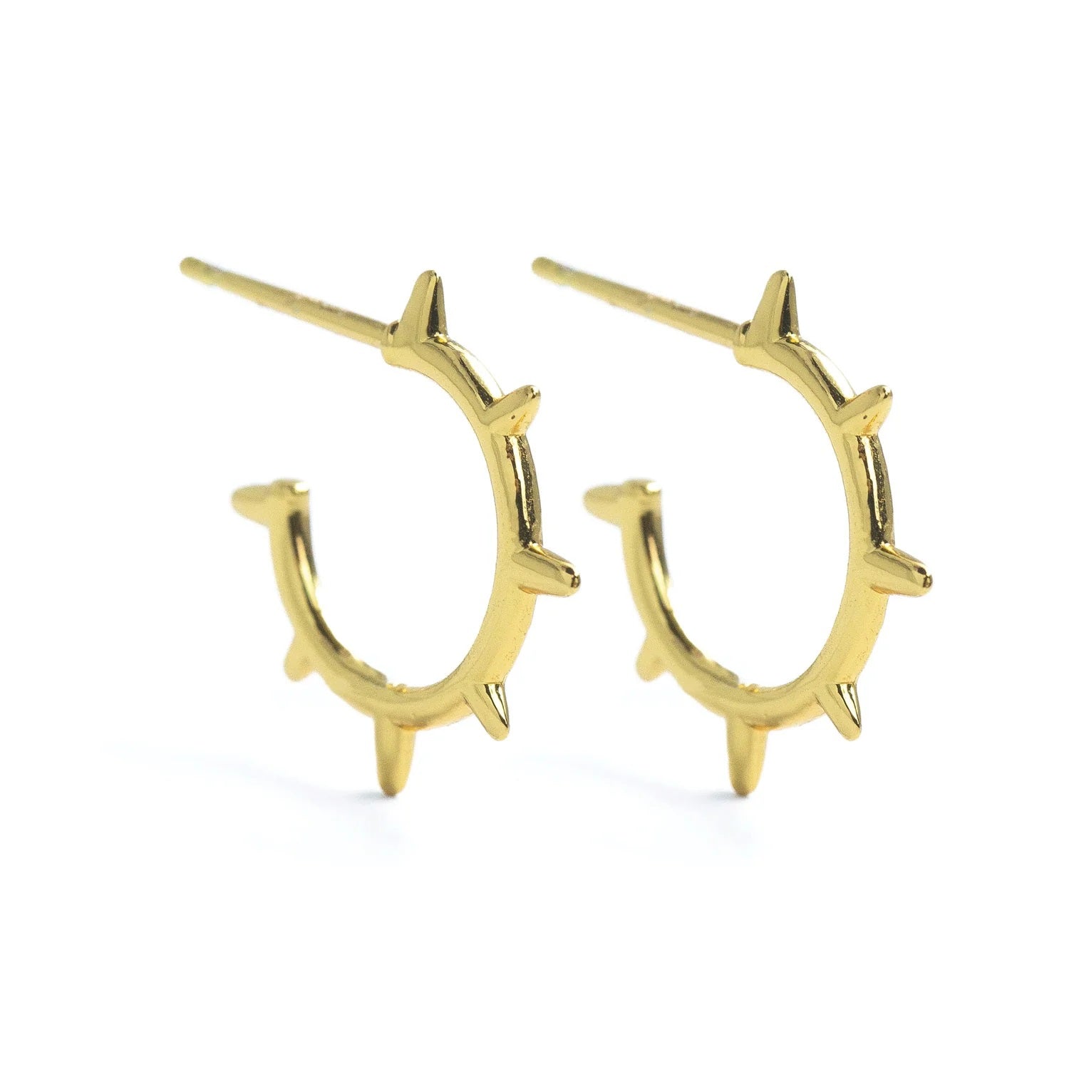 Small Spike Hoop Earrings Gold
