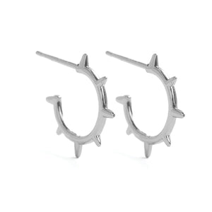 Small Spike Hoop Earrings Silver