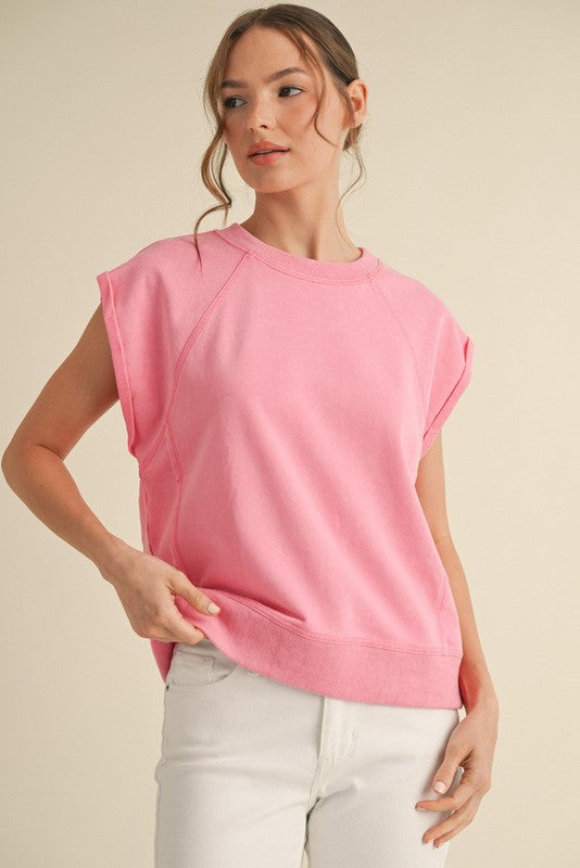 Cher Short Sleeve Sweatshirt Top Pink