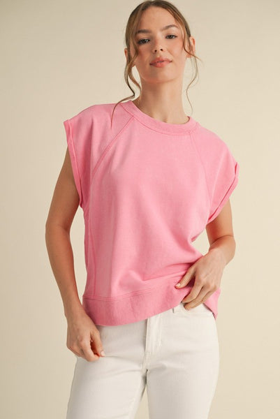 Cher Short Sleeve Sweatshirt Top Pink