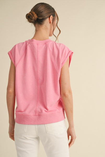 Cher Short Sleeve Sweatshirt Top Pink