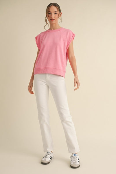 Cher Short Sleeve Sweatshirt Top Pink