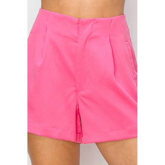 High Waist Pleated Shorts Pink