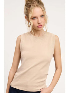 Ronnie Ribbed Sleeveless Top Soy Latte