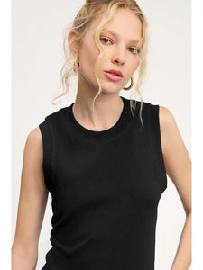 Ronnie Ribbed Sleeveless Top Onyx