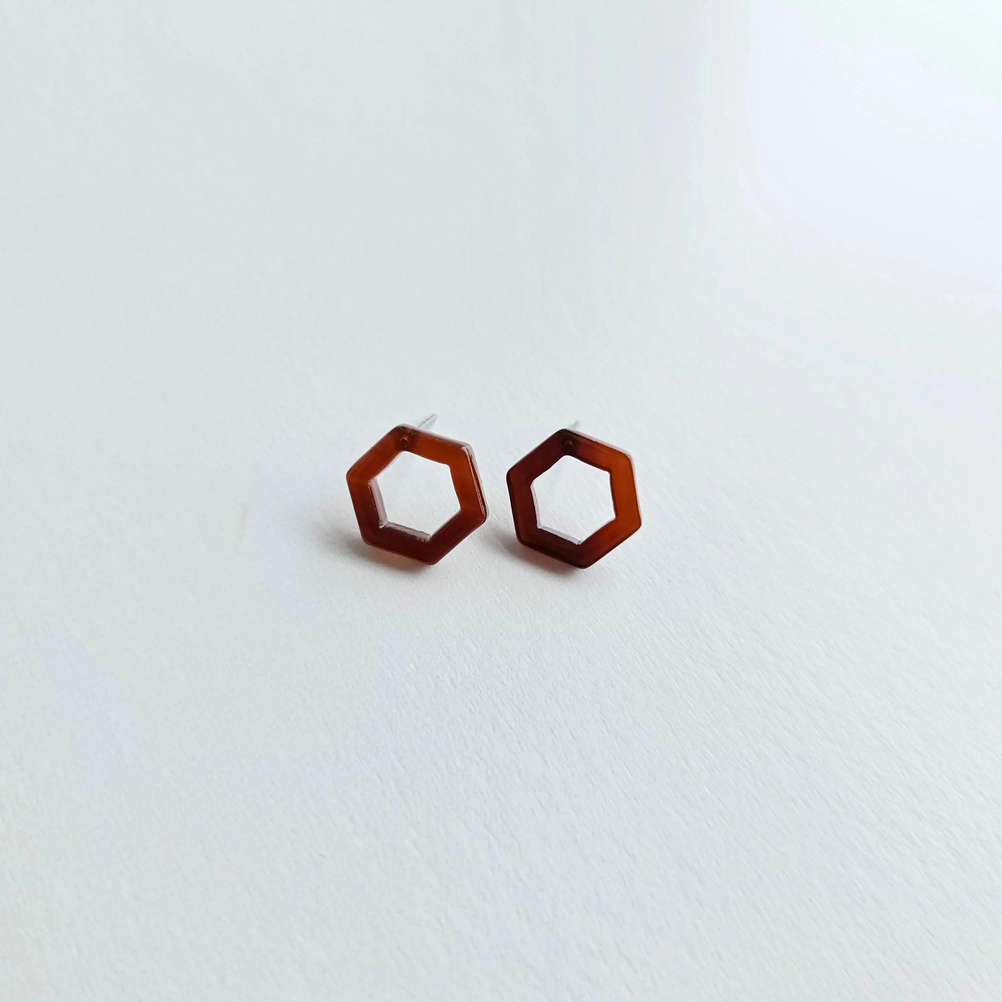 Hexagon Studs - Walnut