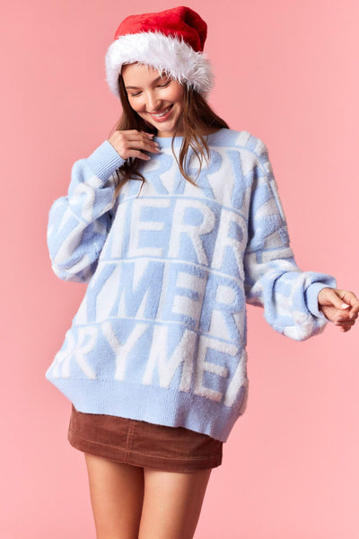 Merry Allover Sweater Blue