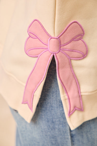 Merry Pink Christmas Bow Patch Sweatshirt
