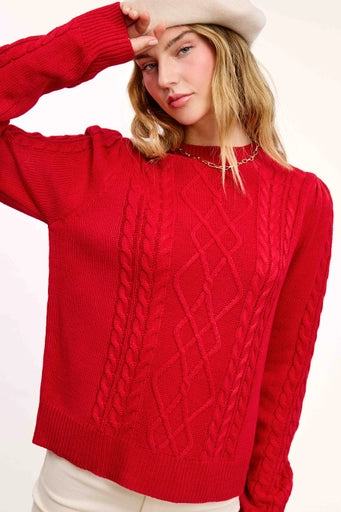 Astrid Cable Knit Sweater Red