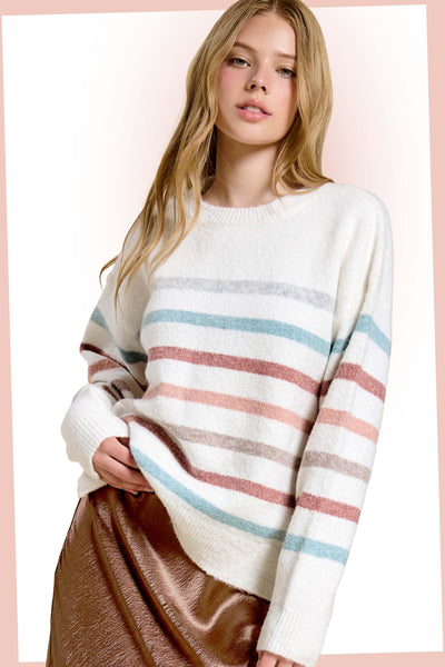 Multi Color Striped Hi-Low Sweater