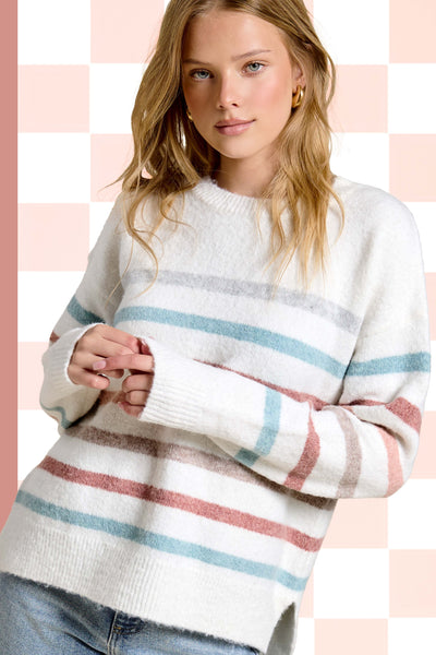 Multi Color Striped Hi-Low Sweater