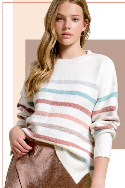 Multi Color Striped Hi-Low Sweater